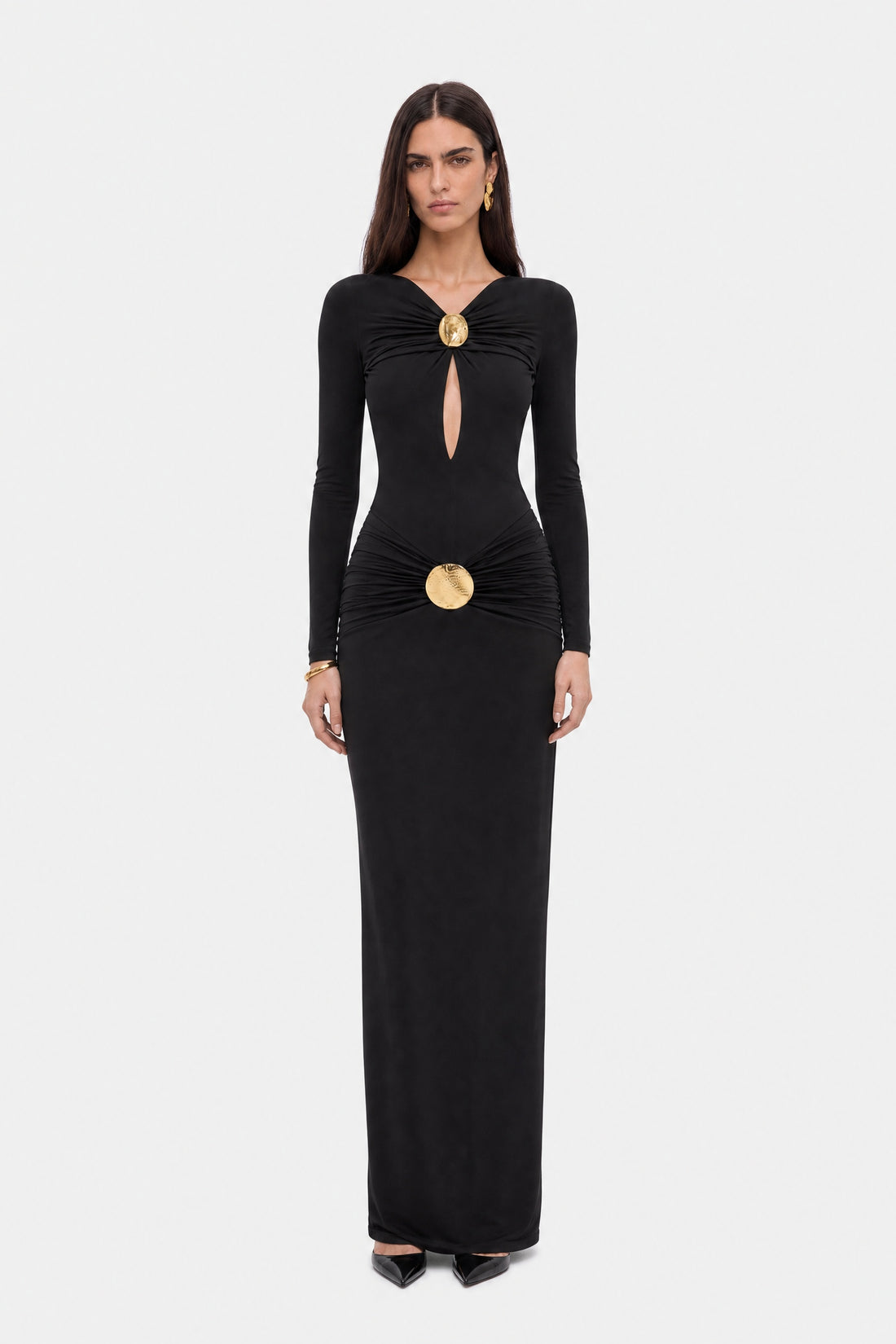 Cut-Out Disc Detail Maxi Dress