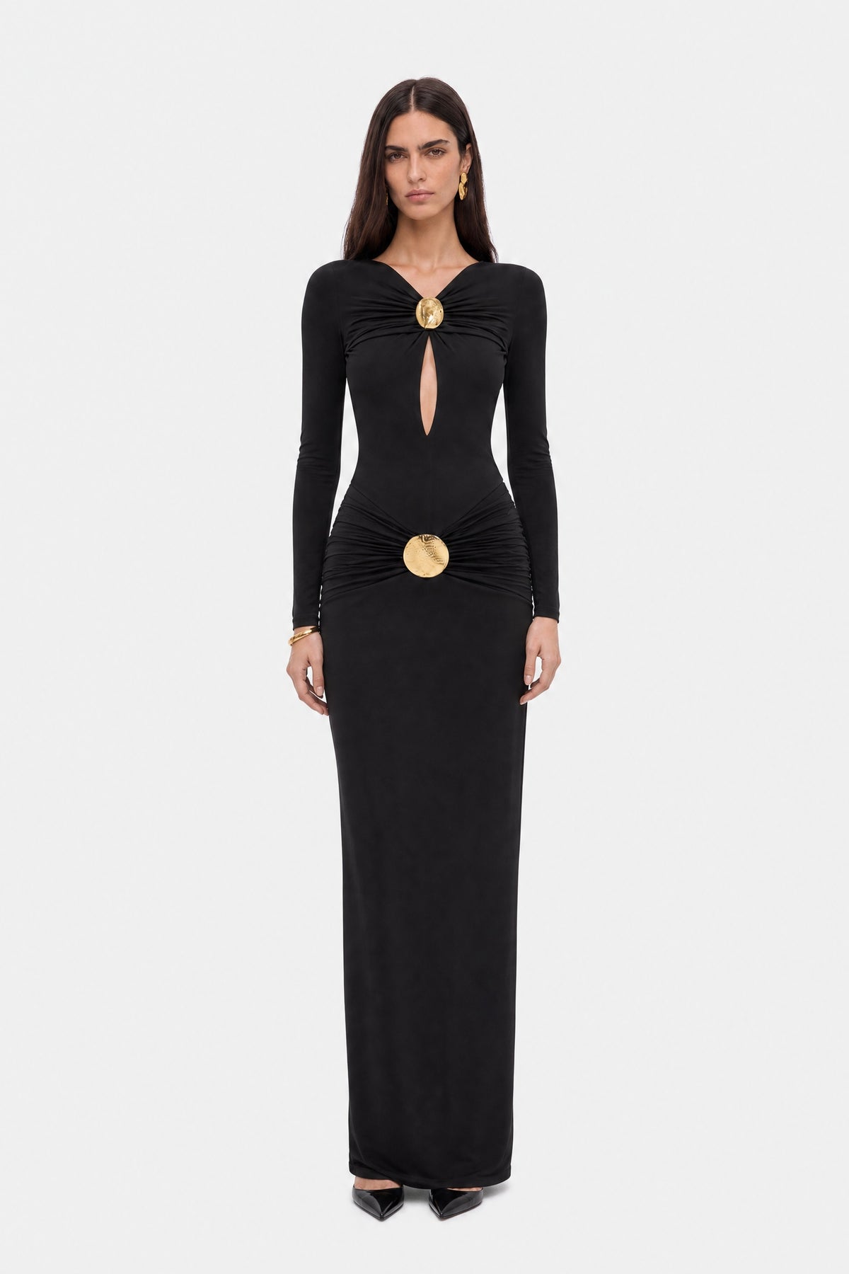 Cut-Out Disc Detail Maxi Dress
