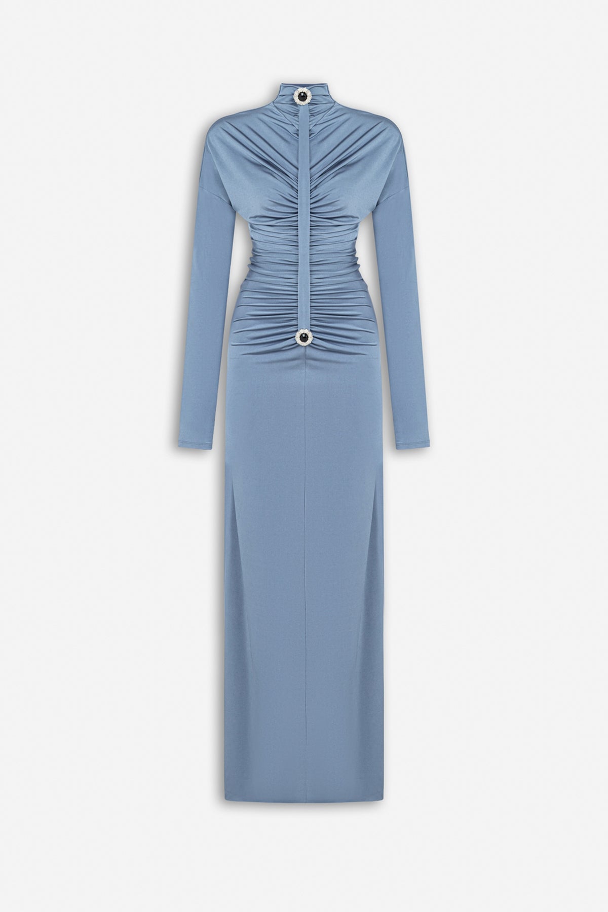 Stone Detail Draped Maxi Dress