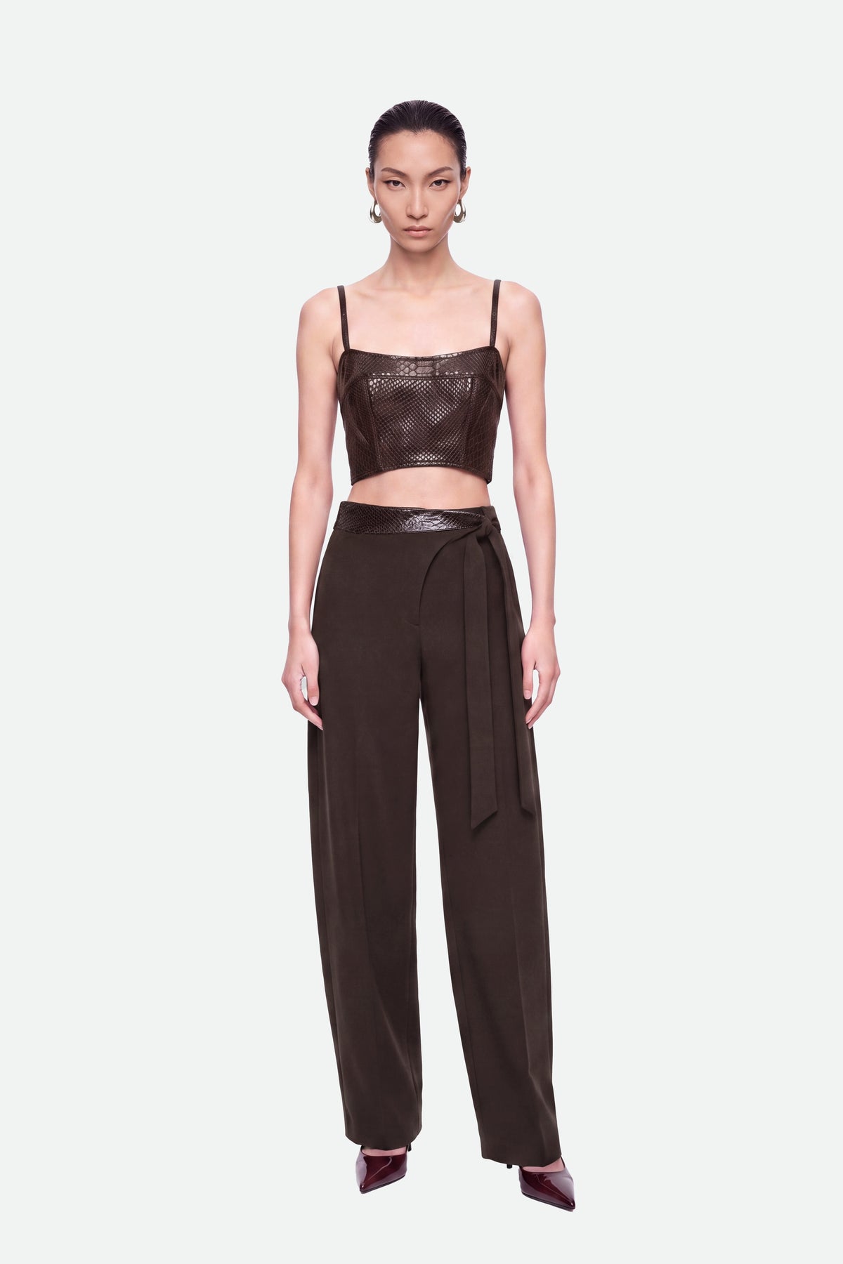 Tie Waist Wide Leg Trousers