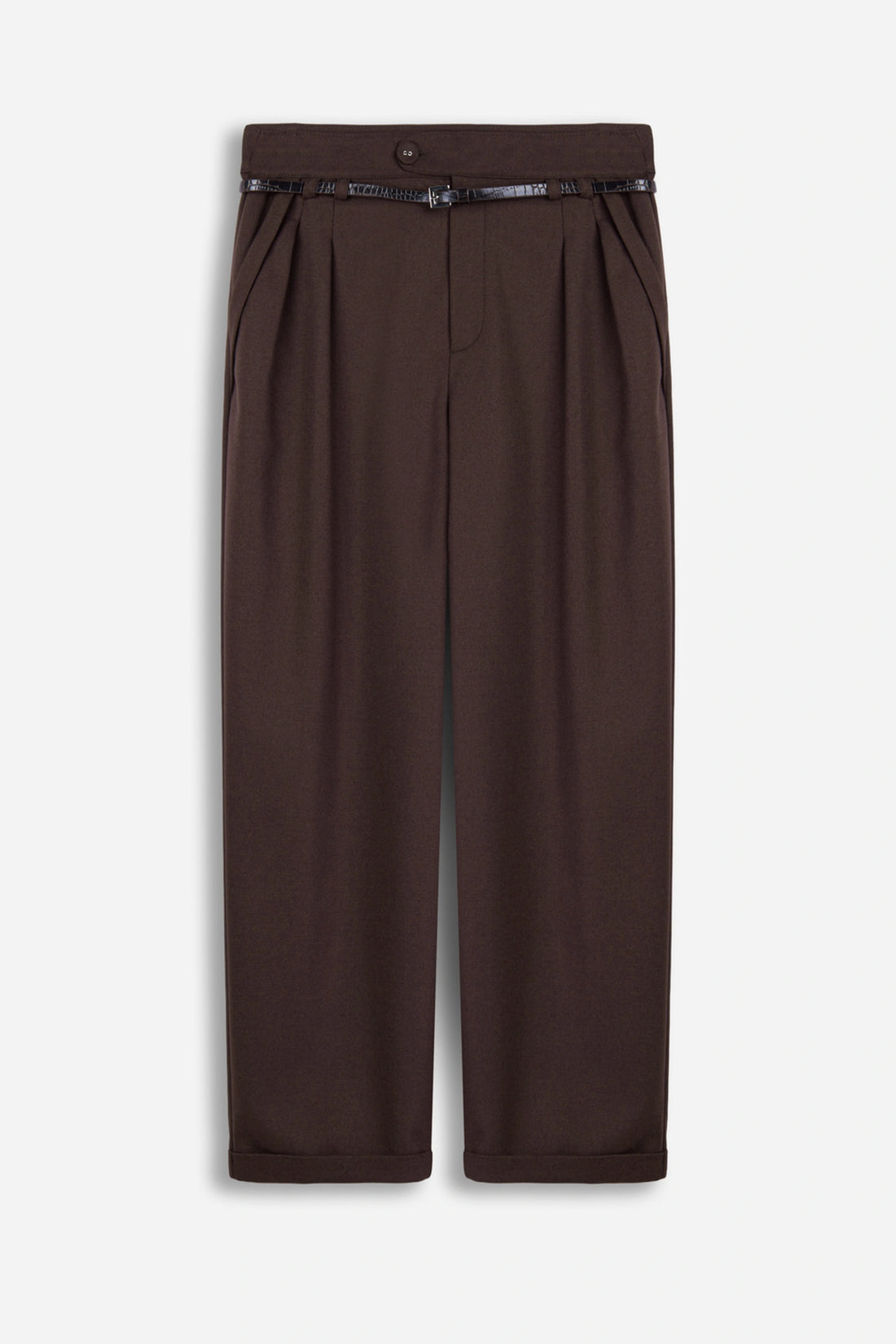 Belted Pleat Front Trousers