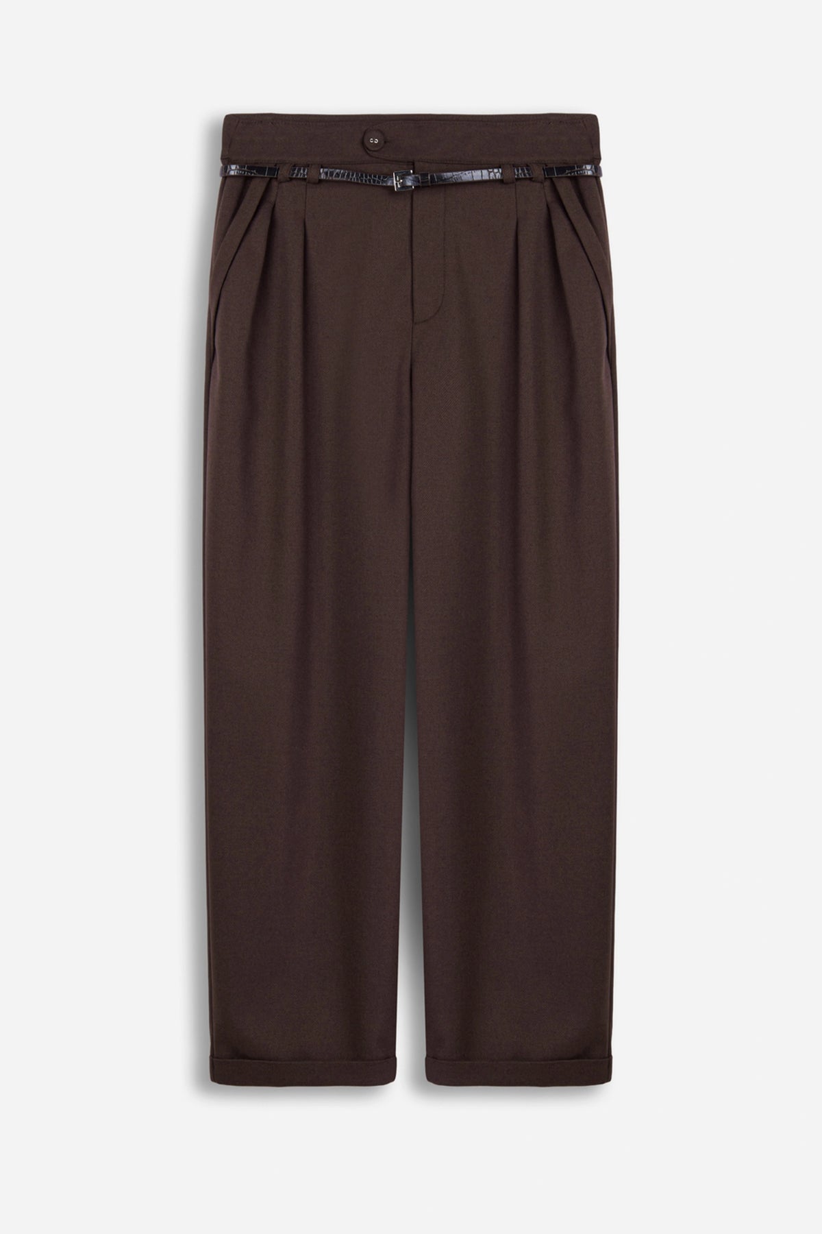 Belted Pleat Front Trousers