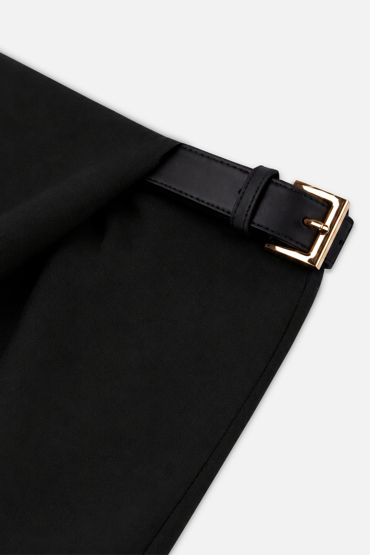 Asymmetric Pleat Belted Trousers