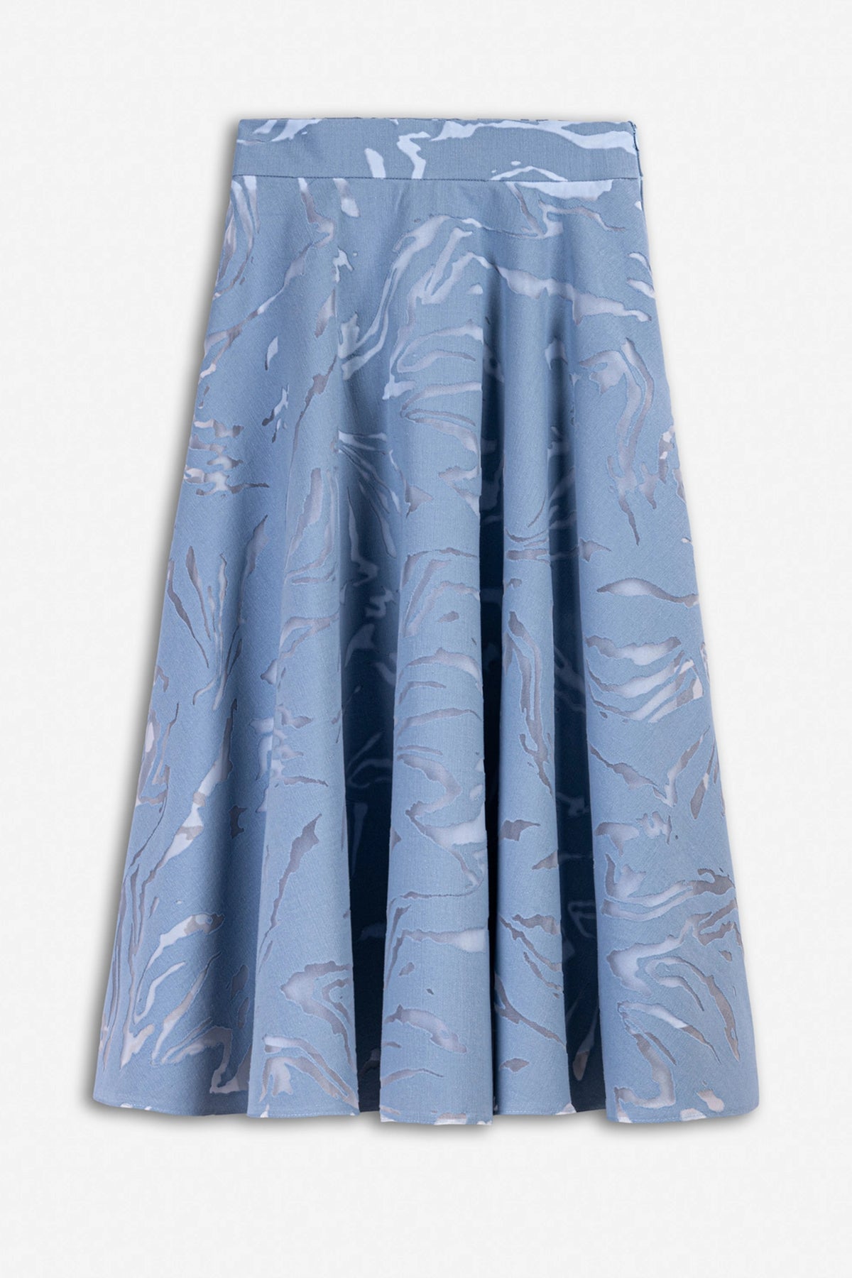 Patterned Flared Midi Skirt