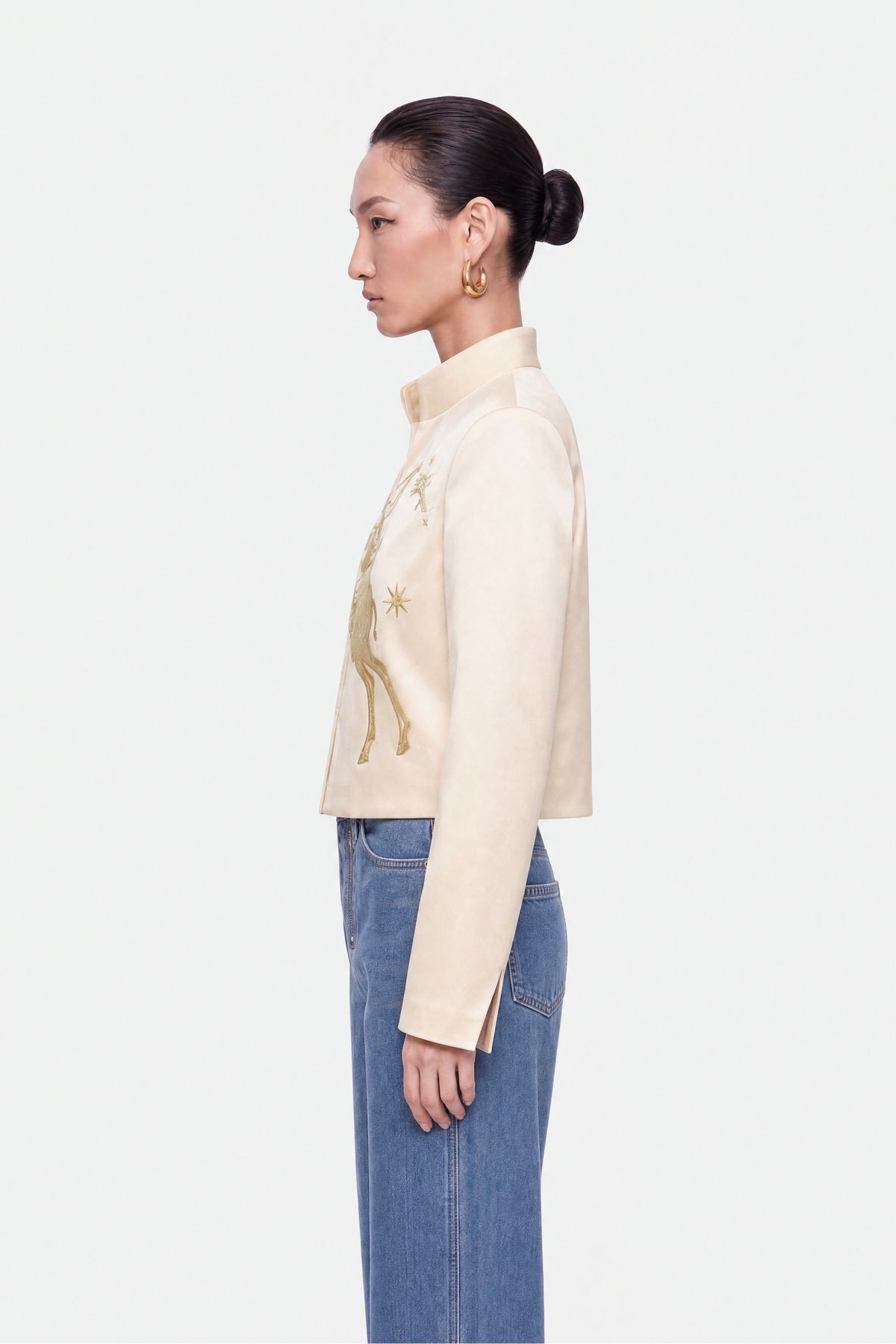 Embroidered Cropped Jacket