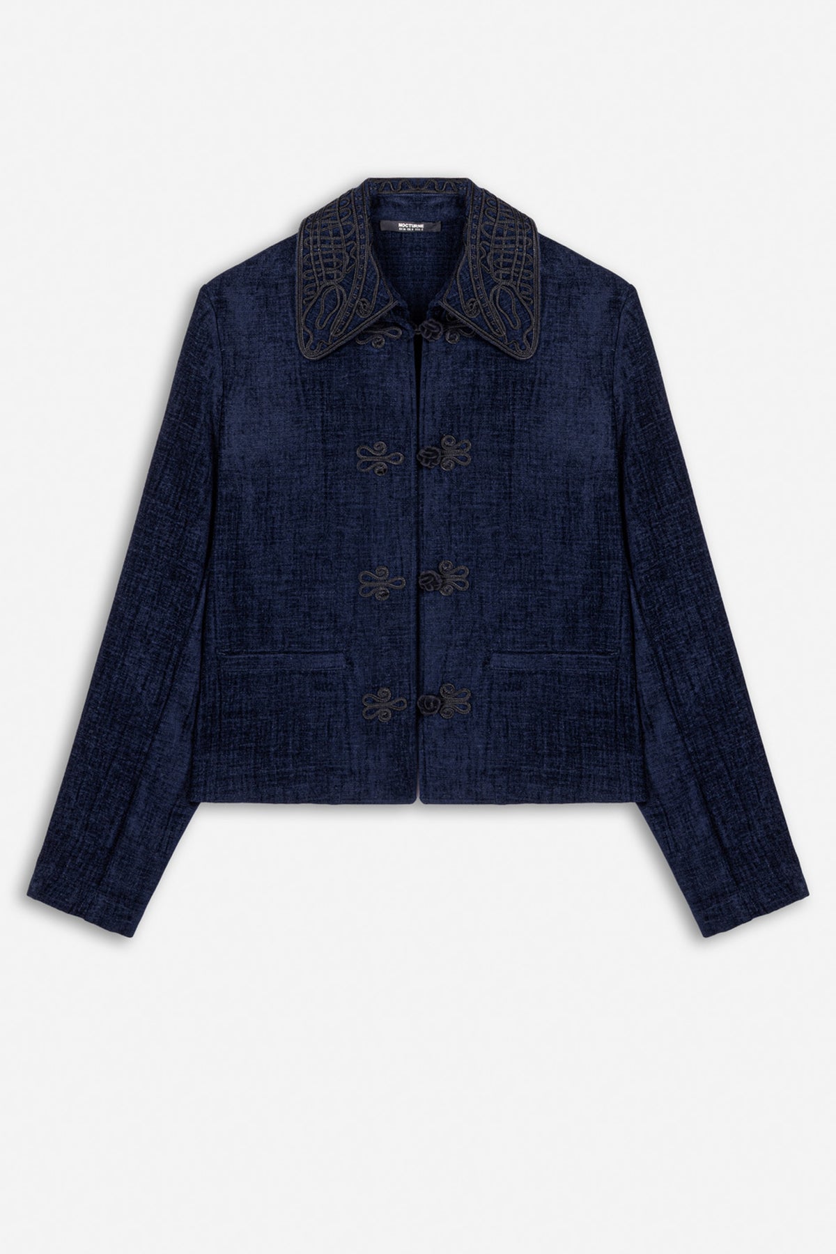 Embroidered Collar Chenille Jacket