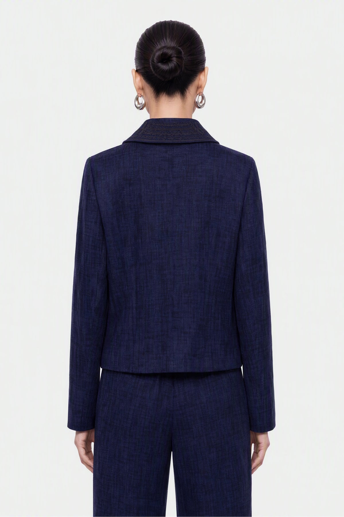 Embroidered Collar Chenille Jacket