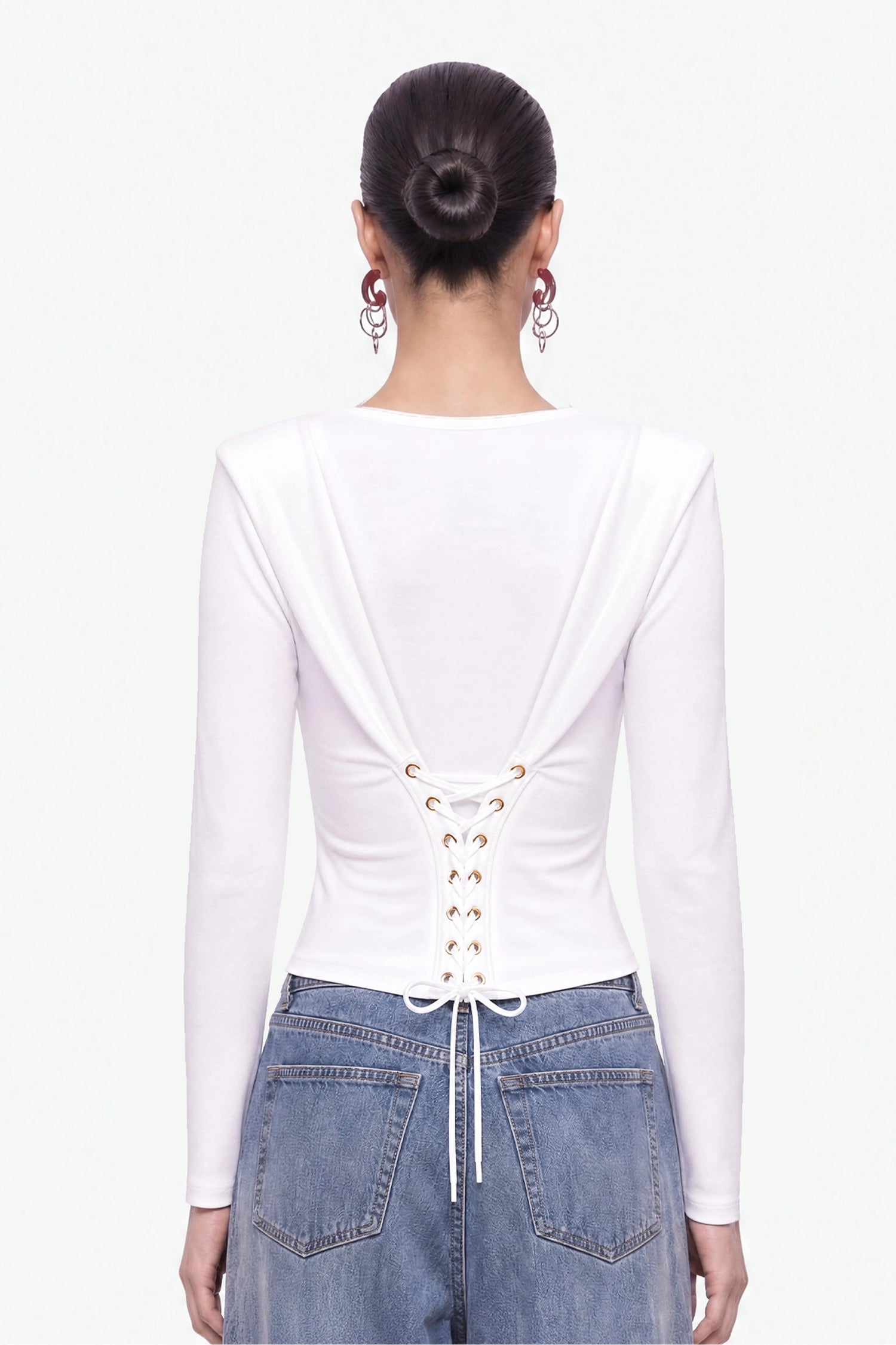 Eyelet Lace Up Blouse