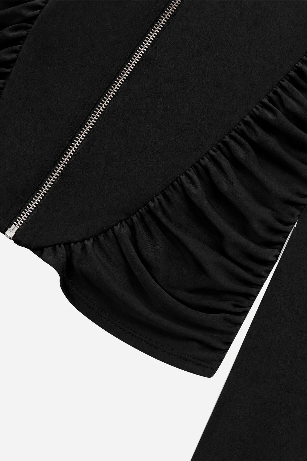 Ruffle Trim Zip Front Blouse