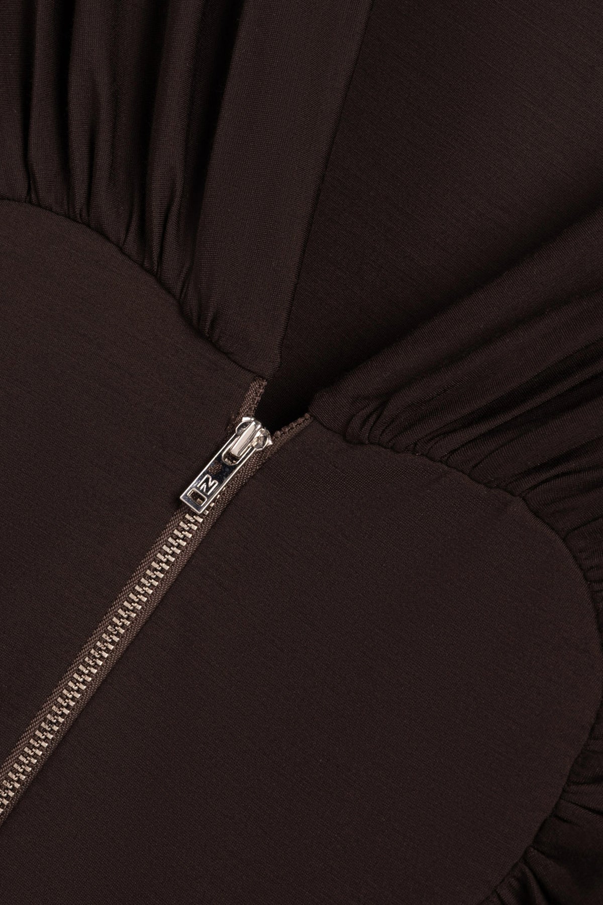 Ruffle Trim Zip Front Blouse