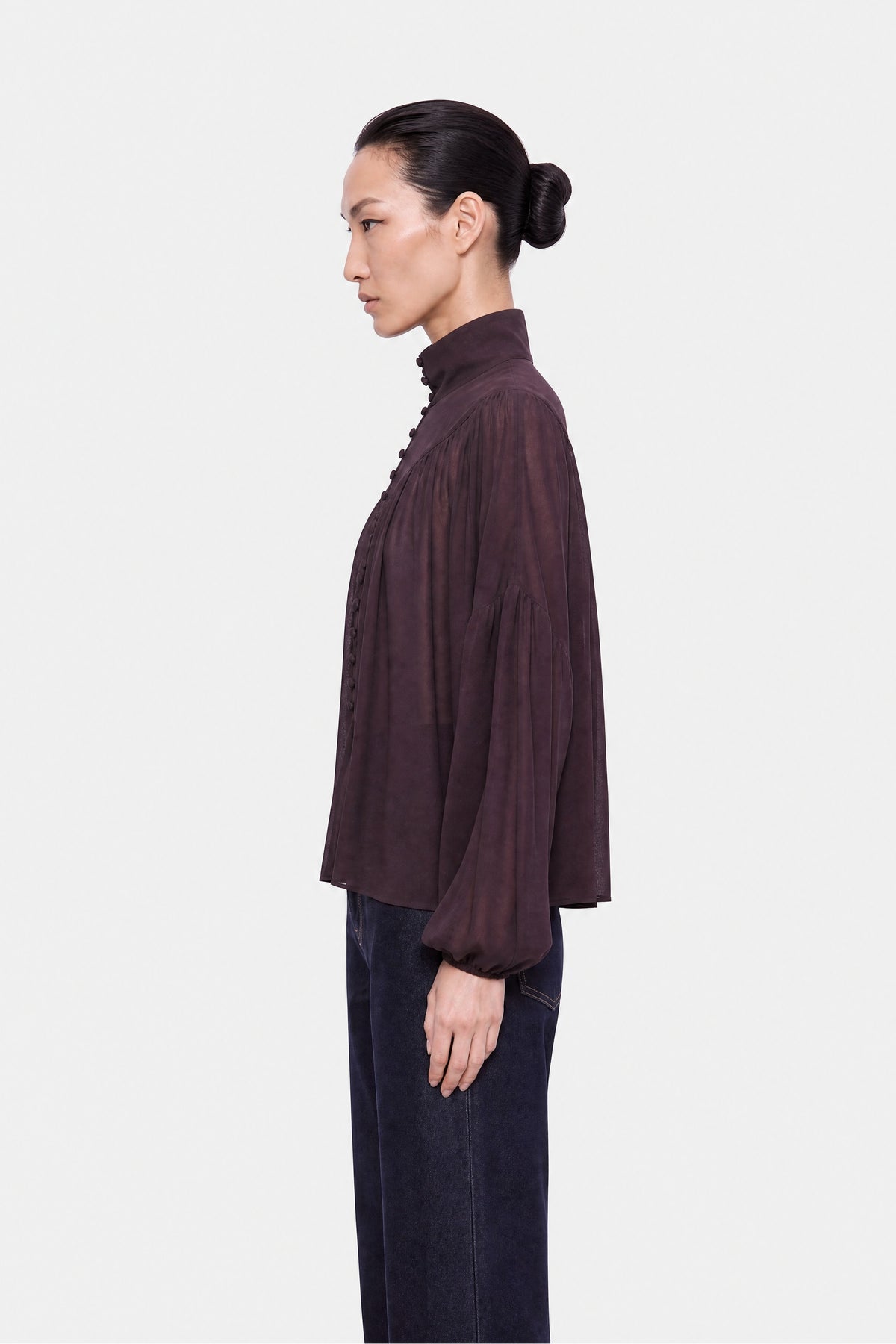 Gathered Sheer Blouse