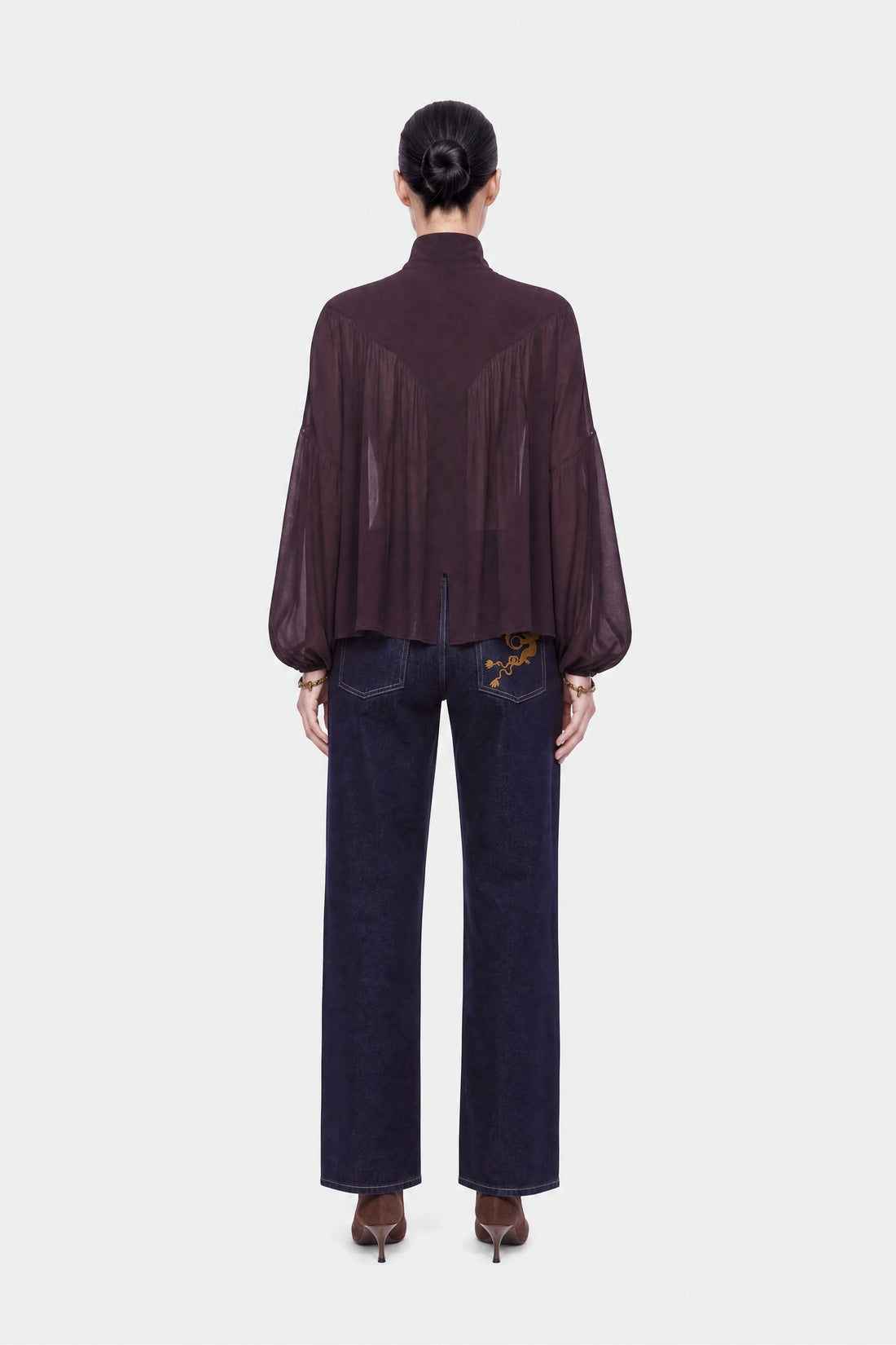Gathered Sheer Blouse