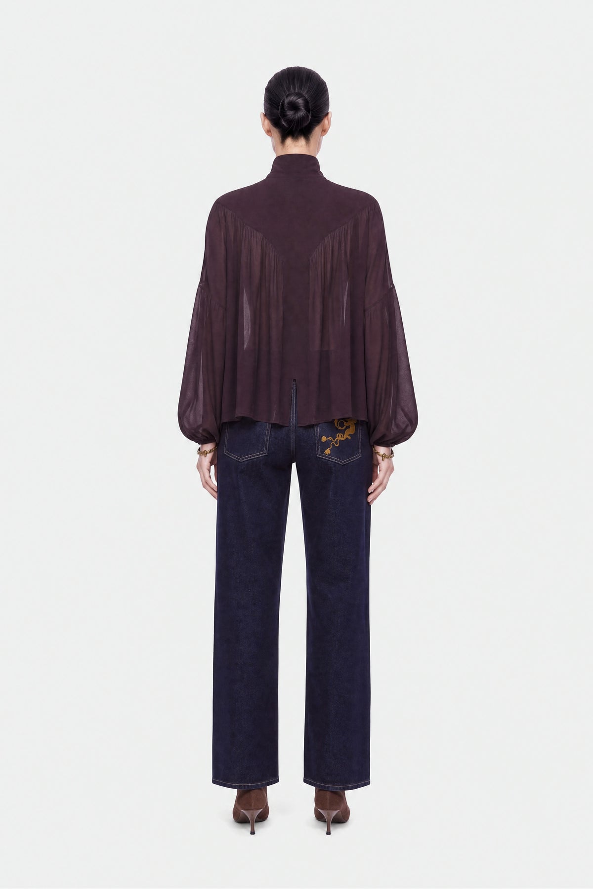 Gathered Sheer Blouse