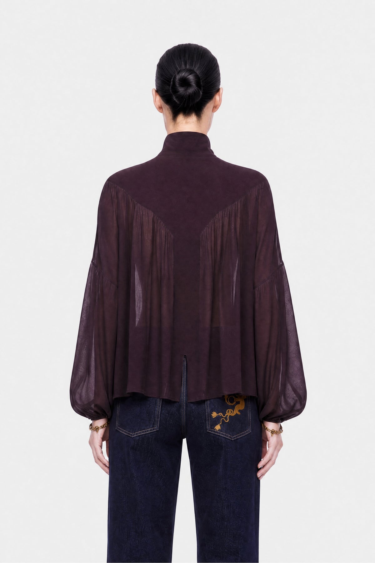 Gathered Sheer Blouse