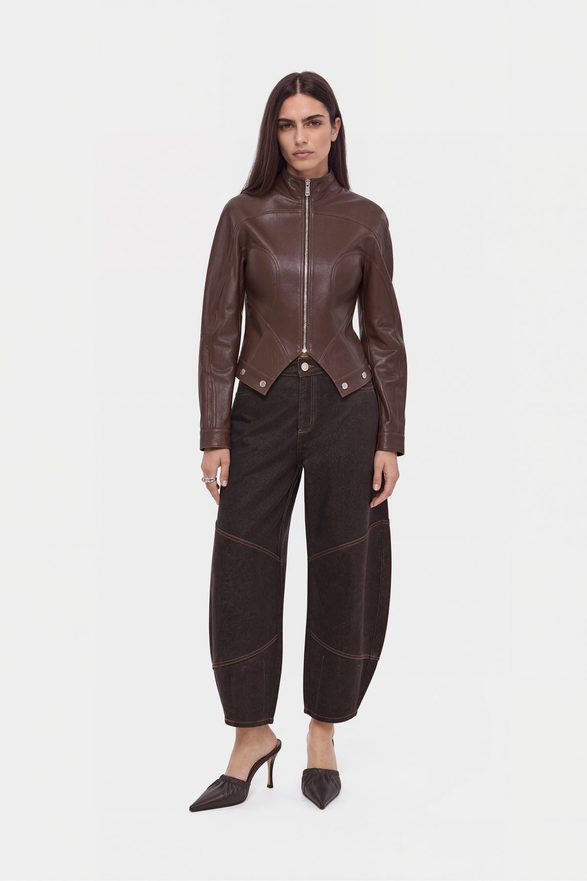 Stand Collar Leather Jacket