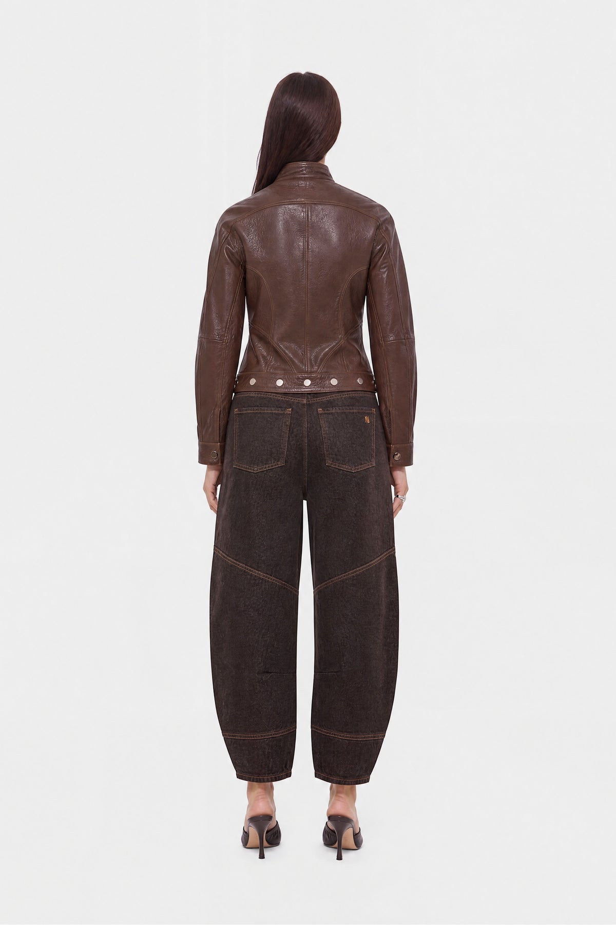 Stand Collar Leather Jacket