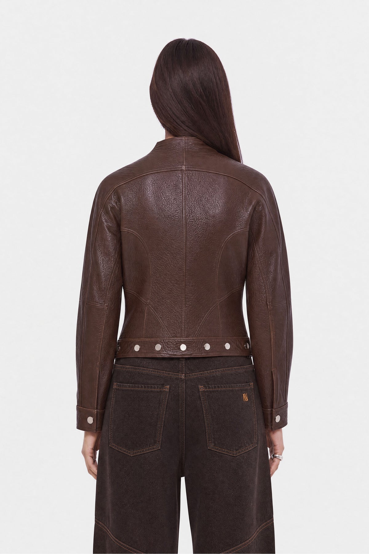 Stand Collar Leather Jacket