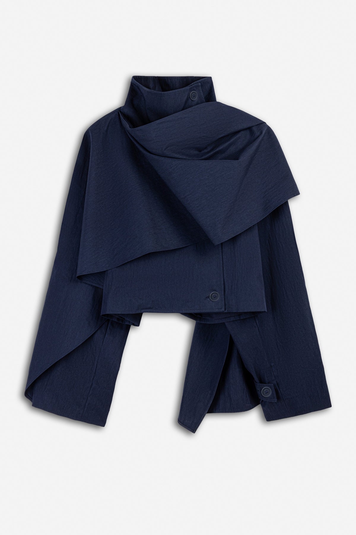 Shawl Detail Stand Collar Trench Coat