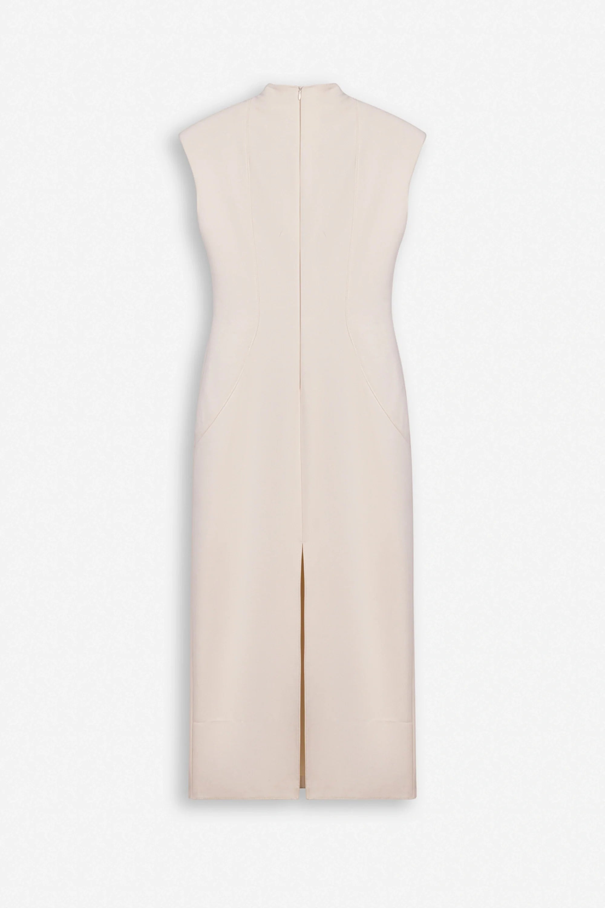 Padded Shoulder Button Detail Maxi Dress