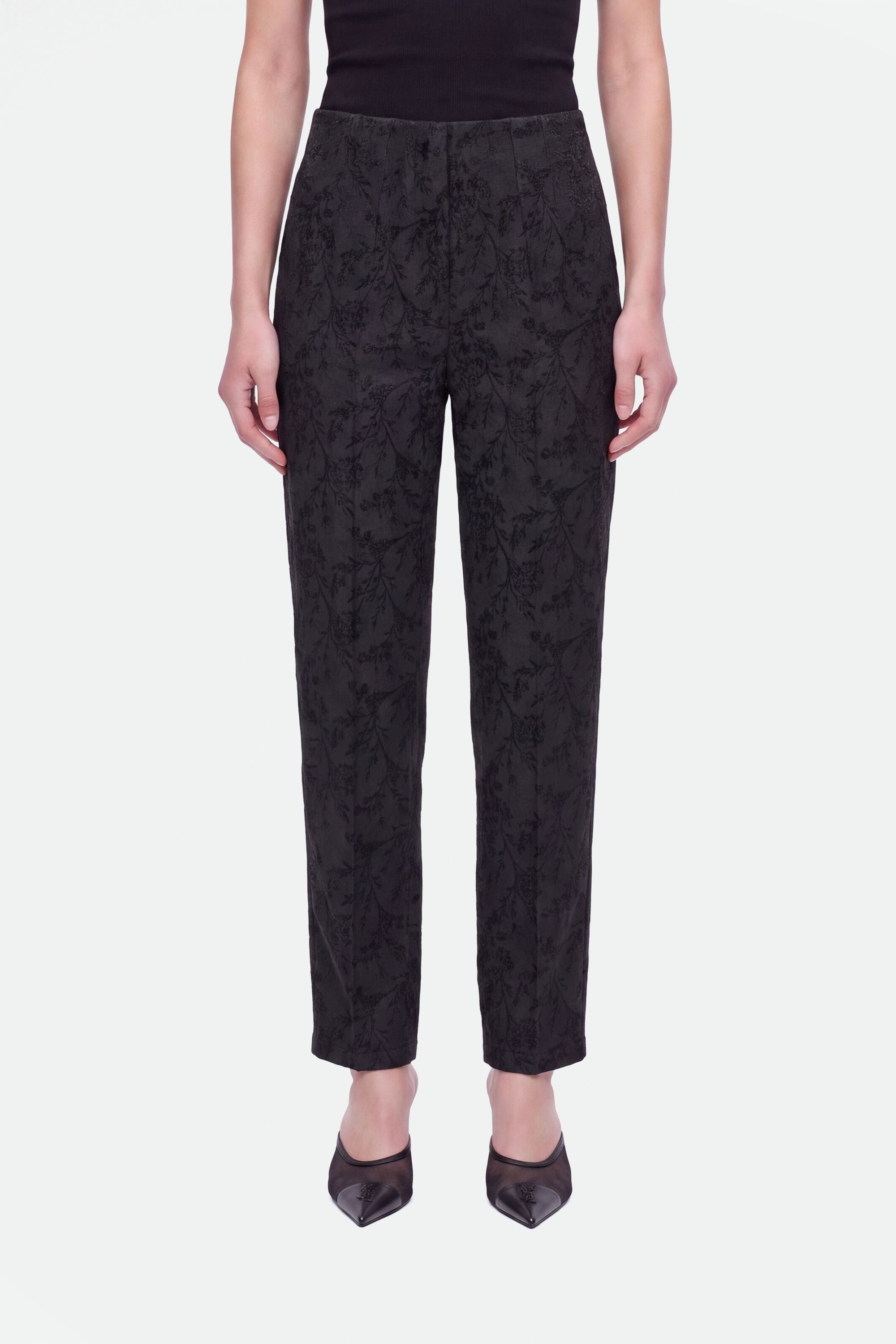 Jacquard High Waist Carrot Trousers