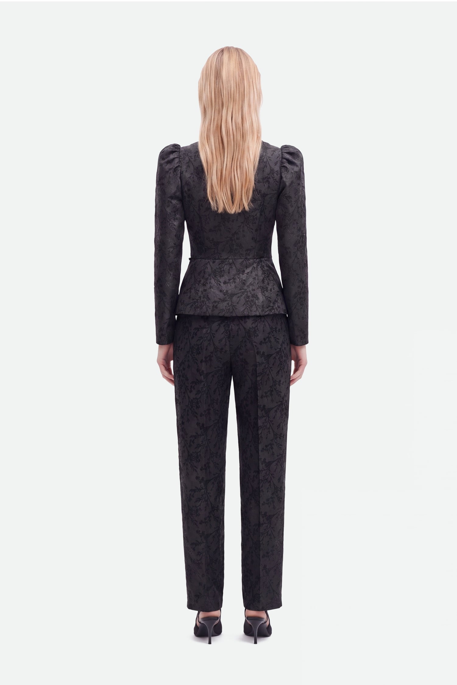 Jacquard High Waist Carrot Trousers