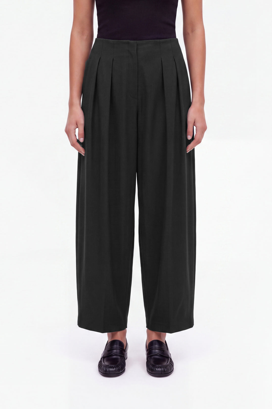 Double Pleat Belted Trousers