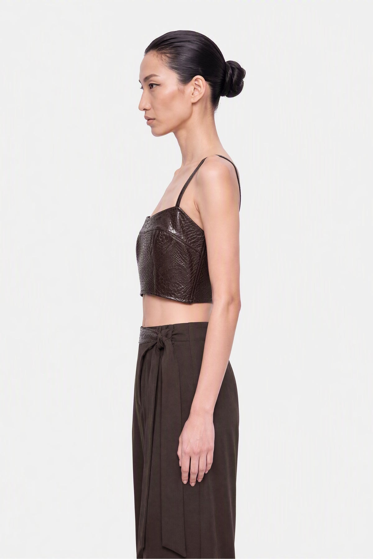 Snake Effect Leather Bralet