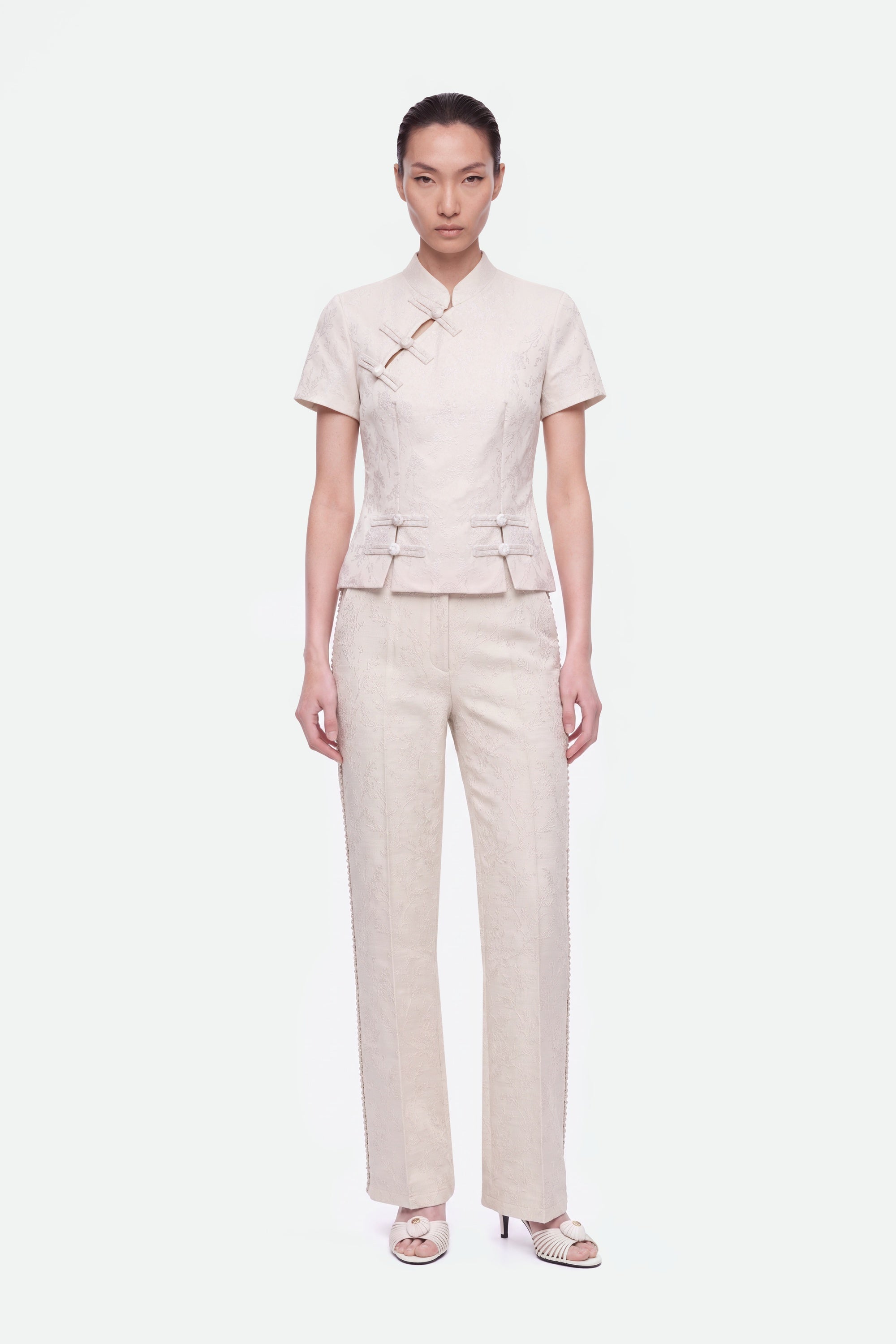 Chinese Button Accessory Blouse