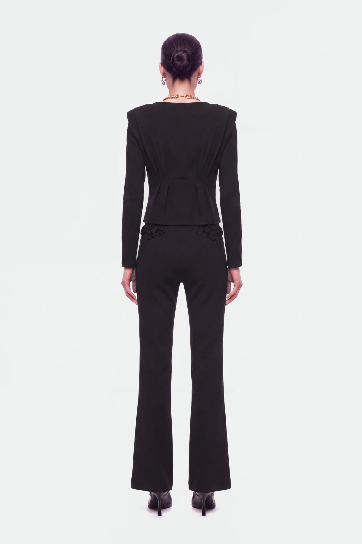 Bow Button Draped Blouse