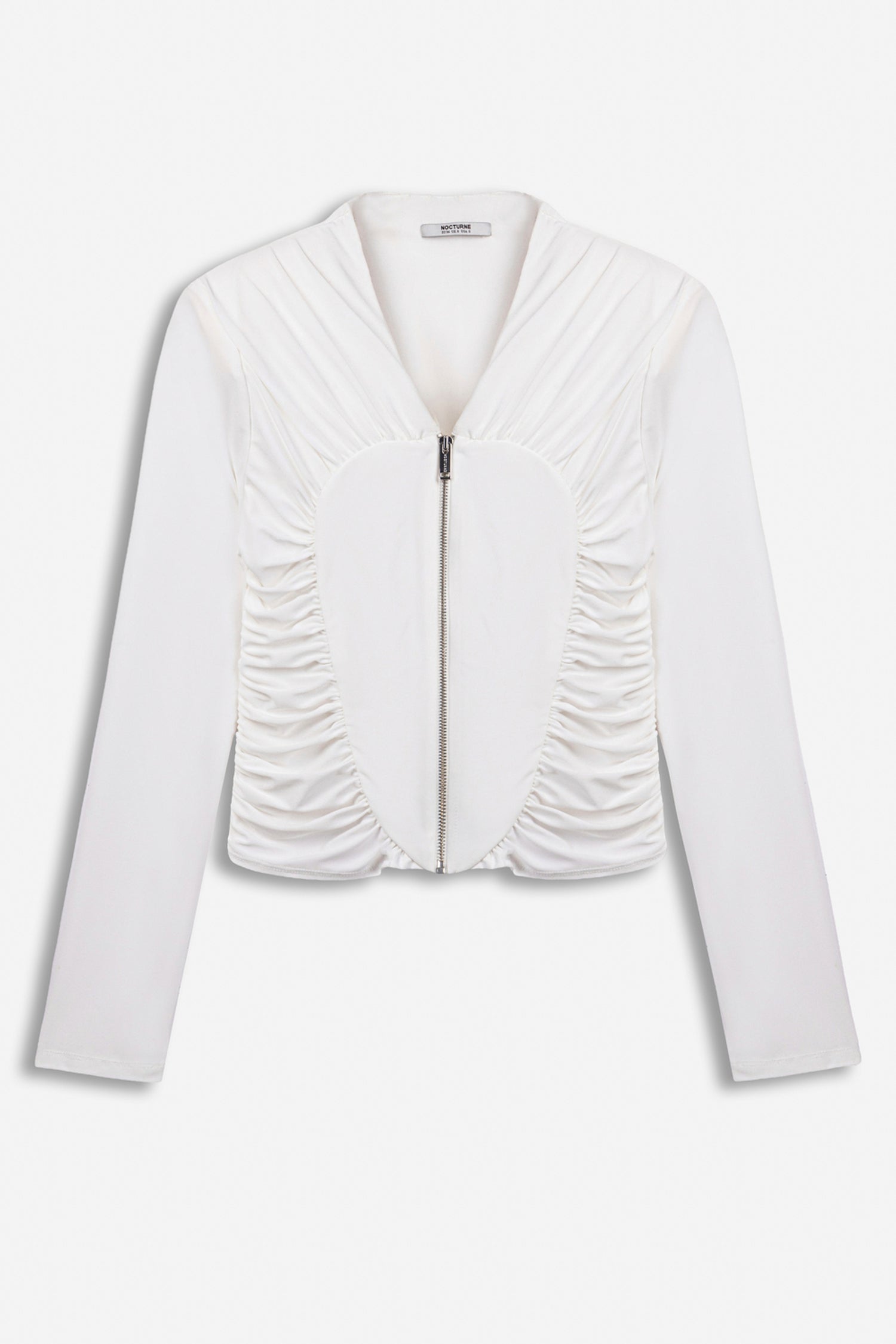 Ruched Metal Zip Blouse