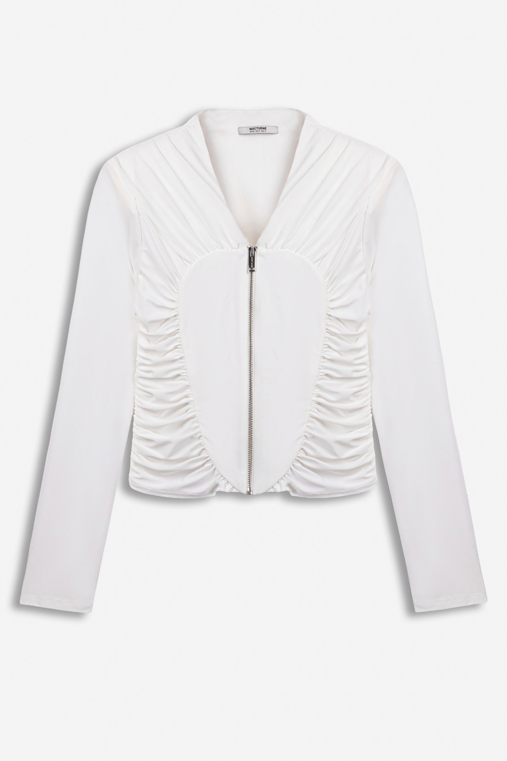 Ruched Metal Zip Blouse