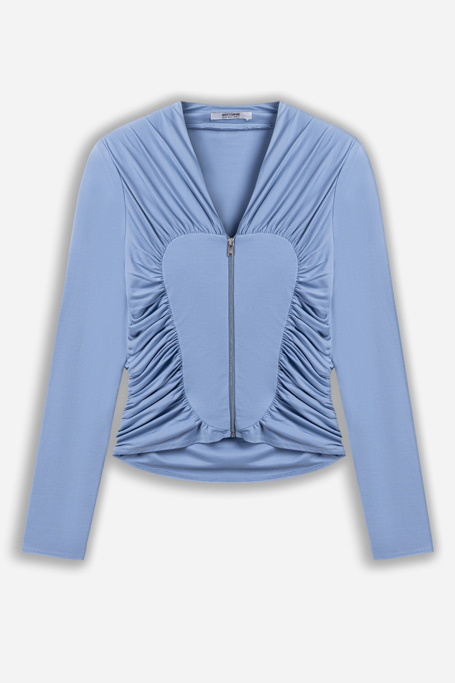 Ruched Metal Zip Blouse