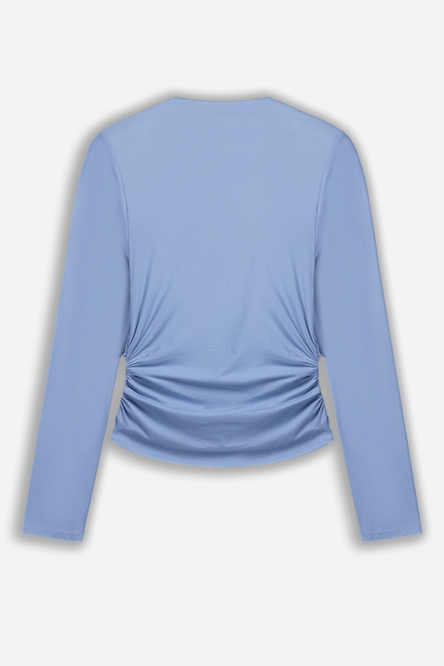 Ruched Metal Zip Blouse