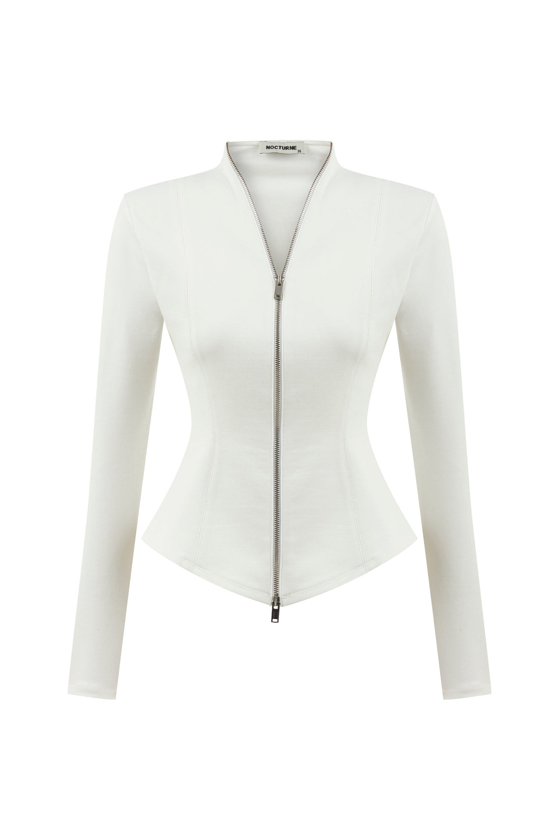 Ecru Zipper Detailed Blouse