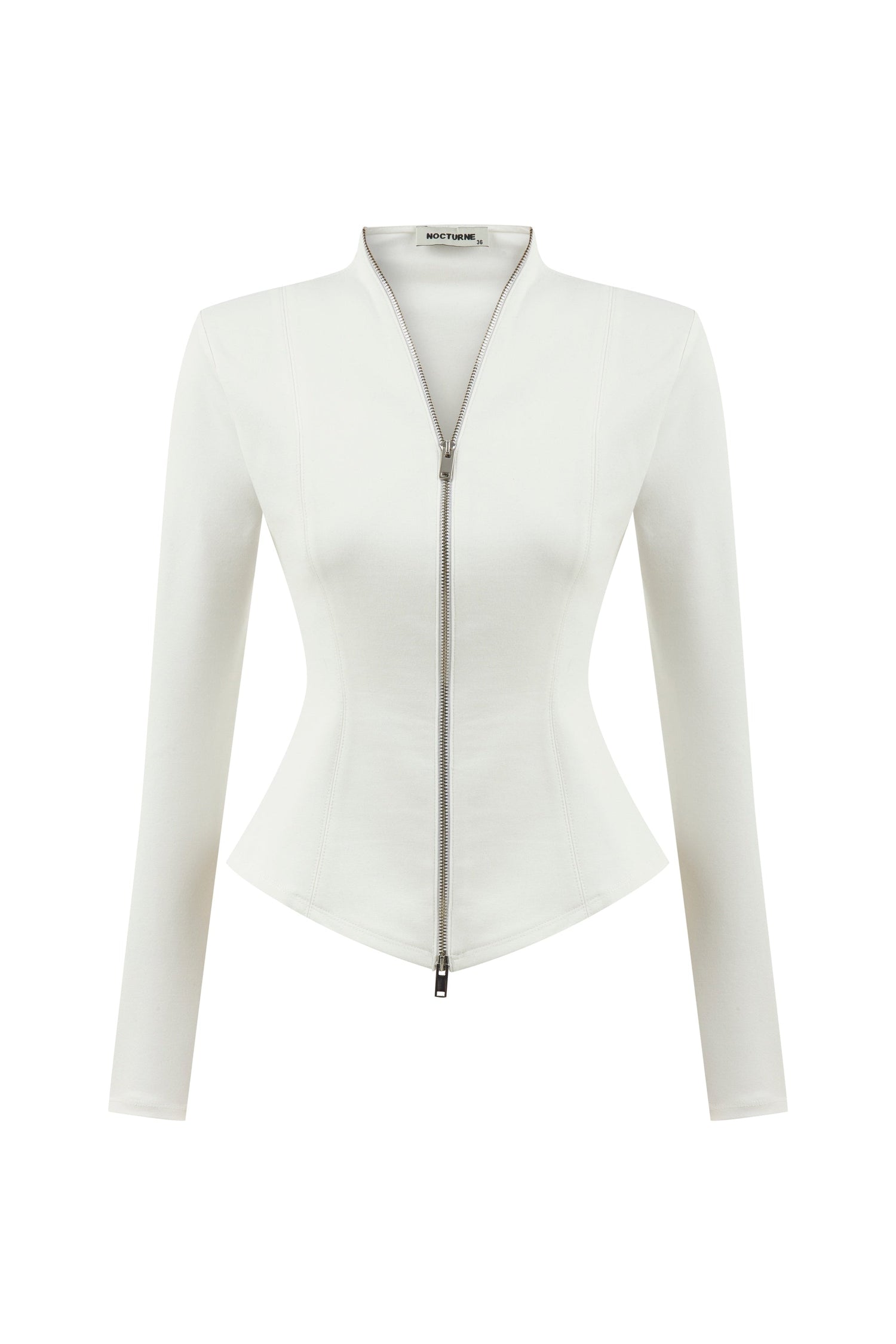 Ecru Zipper Detailed Blouse