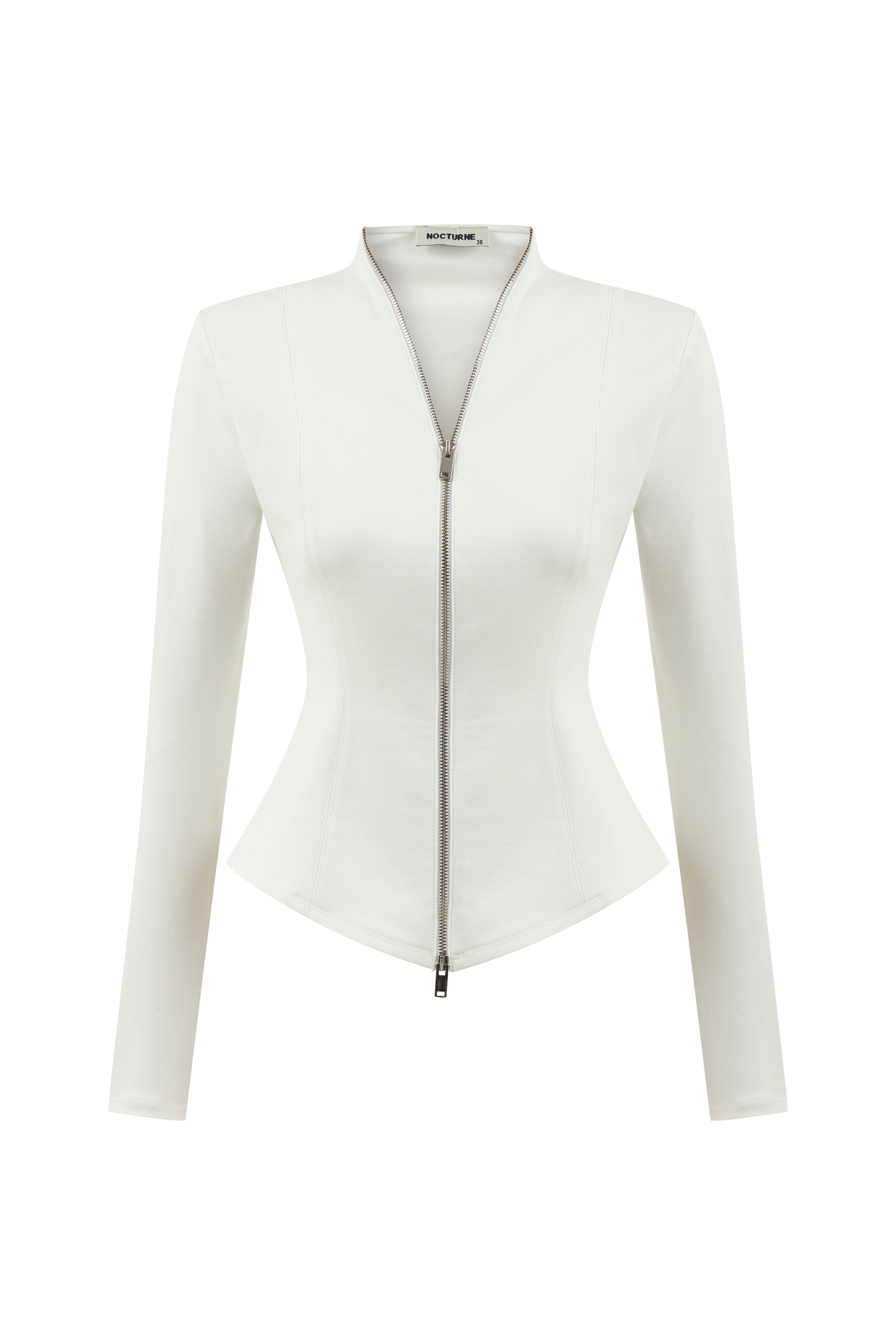 Ecru Zipper Detailed Blouse