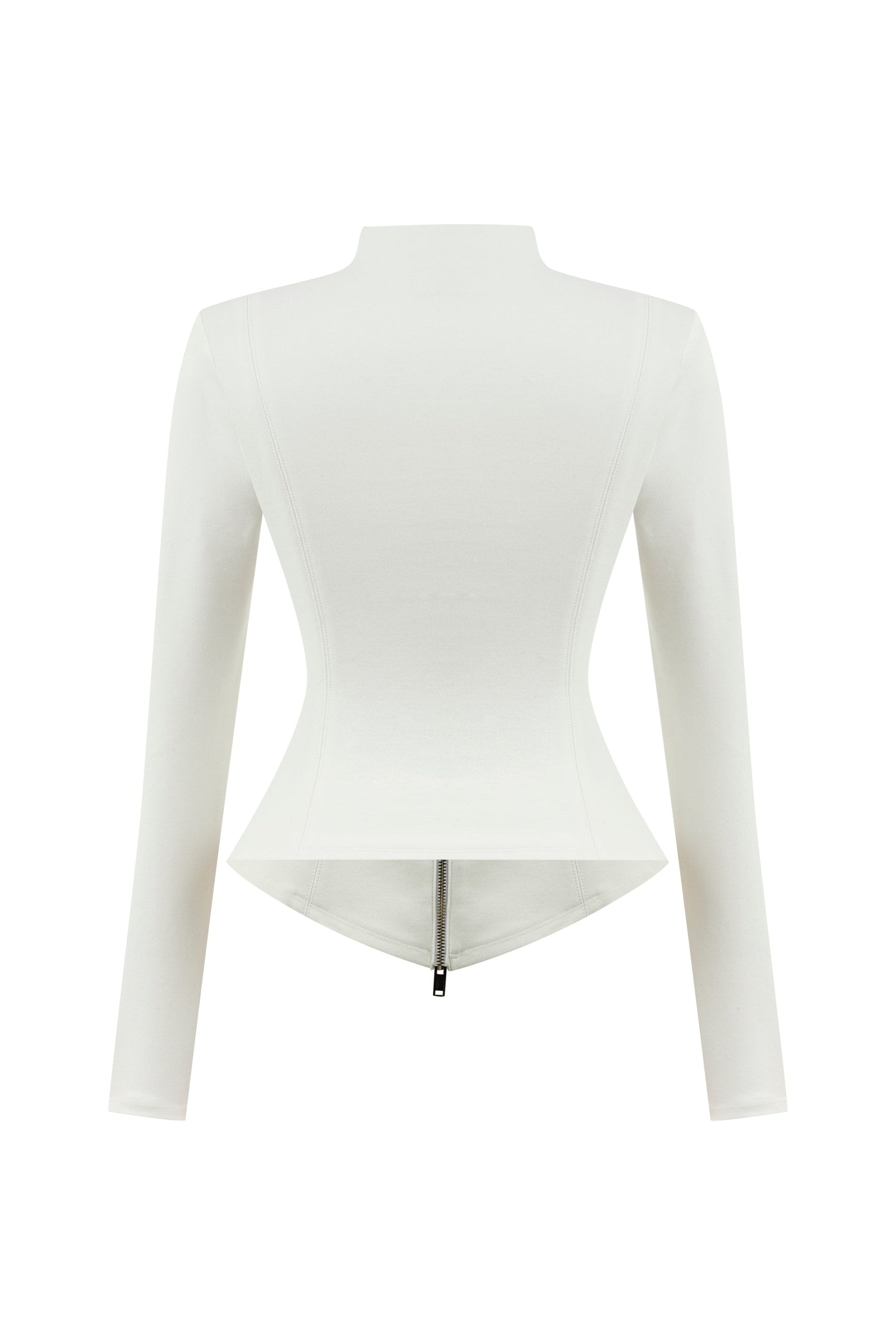 Ecru Zipper Detailed Blouse