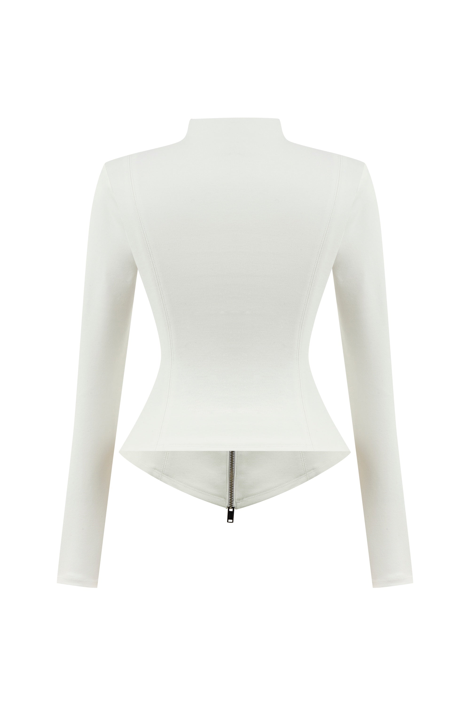 Ecru Zipper Detailed Blouse