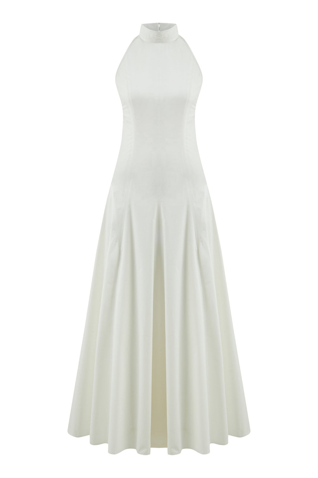 Ecru Turtleneck Backless Maxi Dress