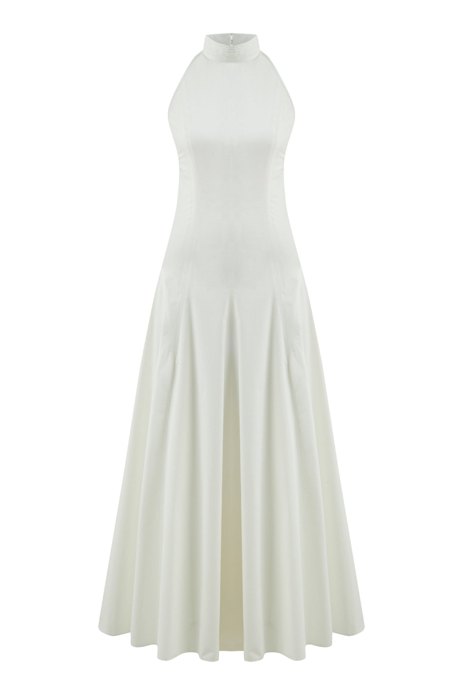 Ecru Turtleneck Backless Maxi Dress