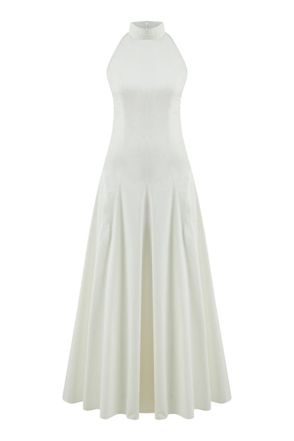 Ecru Turtleneck Backless Maxi Dress