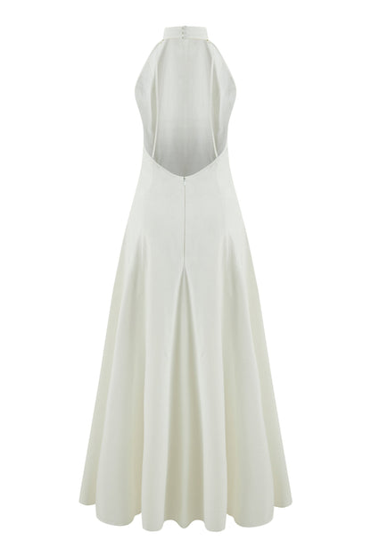 Ecru Turtleneck Backless Maxi Dress
