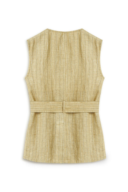Linen Tie Belt Detail Vest