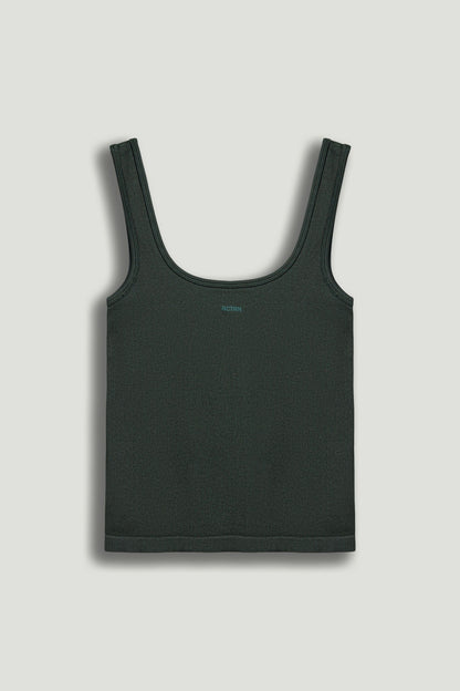 Dark Green Printed Sleeveless Crop Top