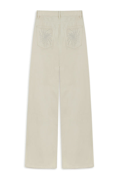 Stone Detailed Wide Leg Jeans
