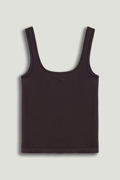 Brown Printed Sleeveless Crop Top