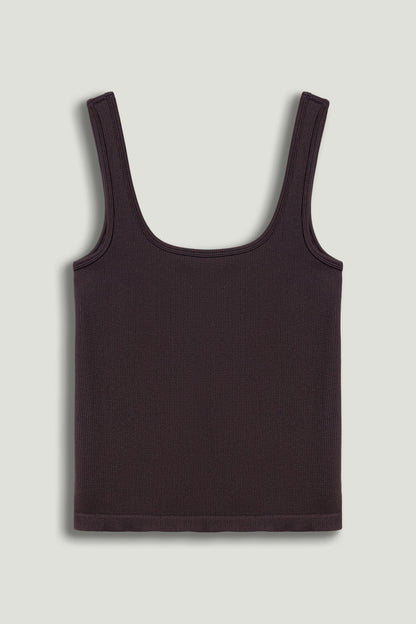 Brown Printed Sleeveless Crop Top
