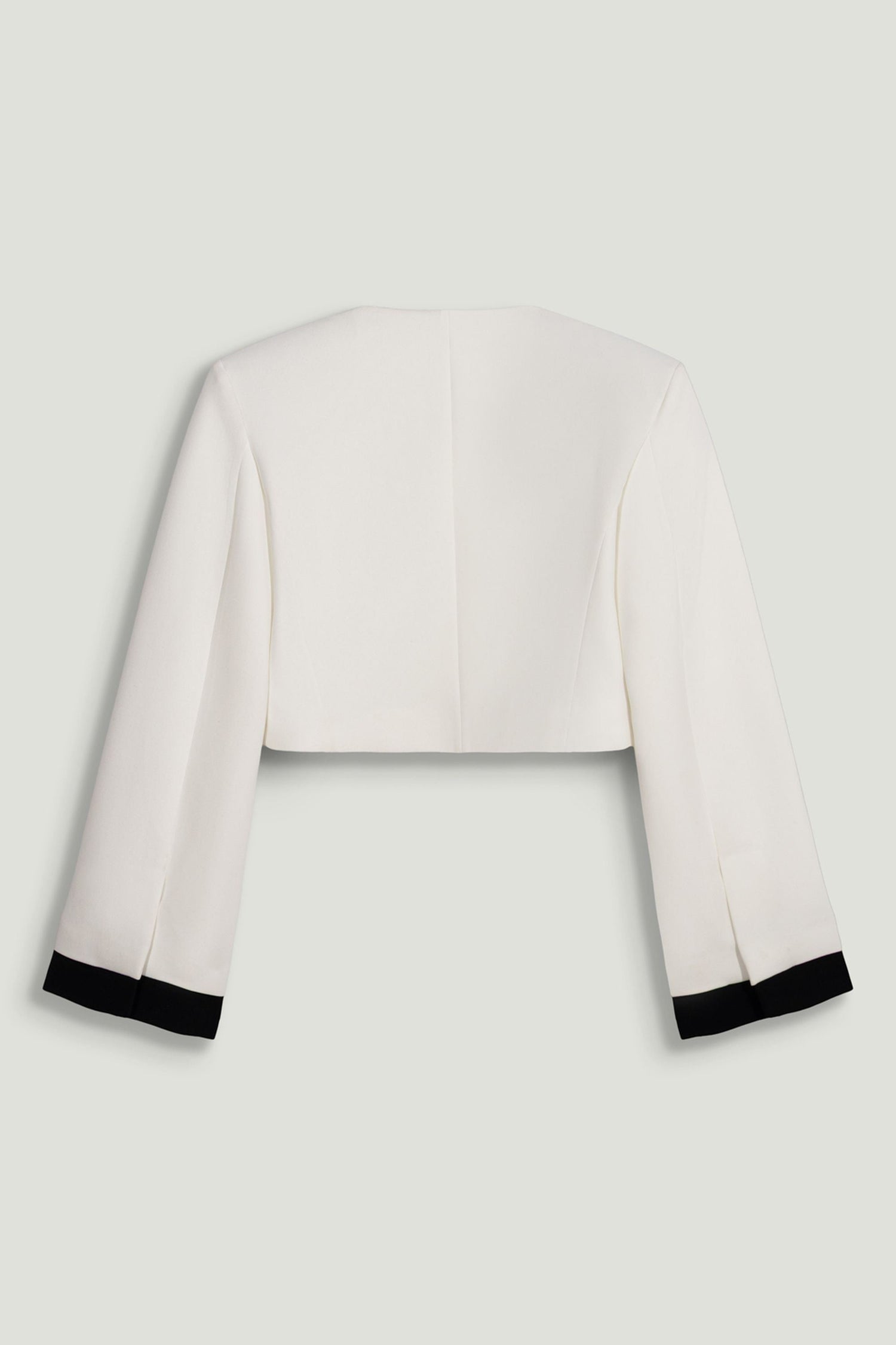 Gold-Button Cropped White Jacket
