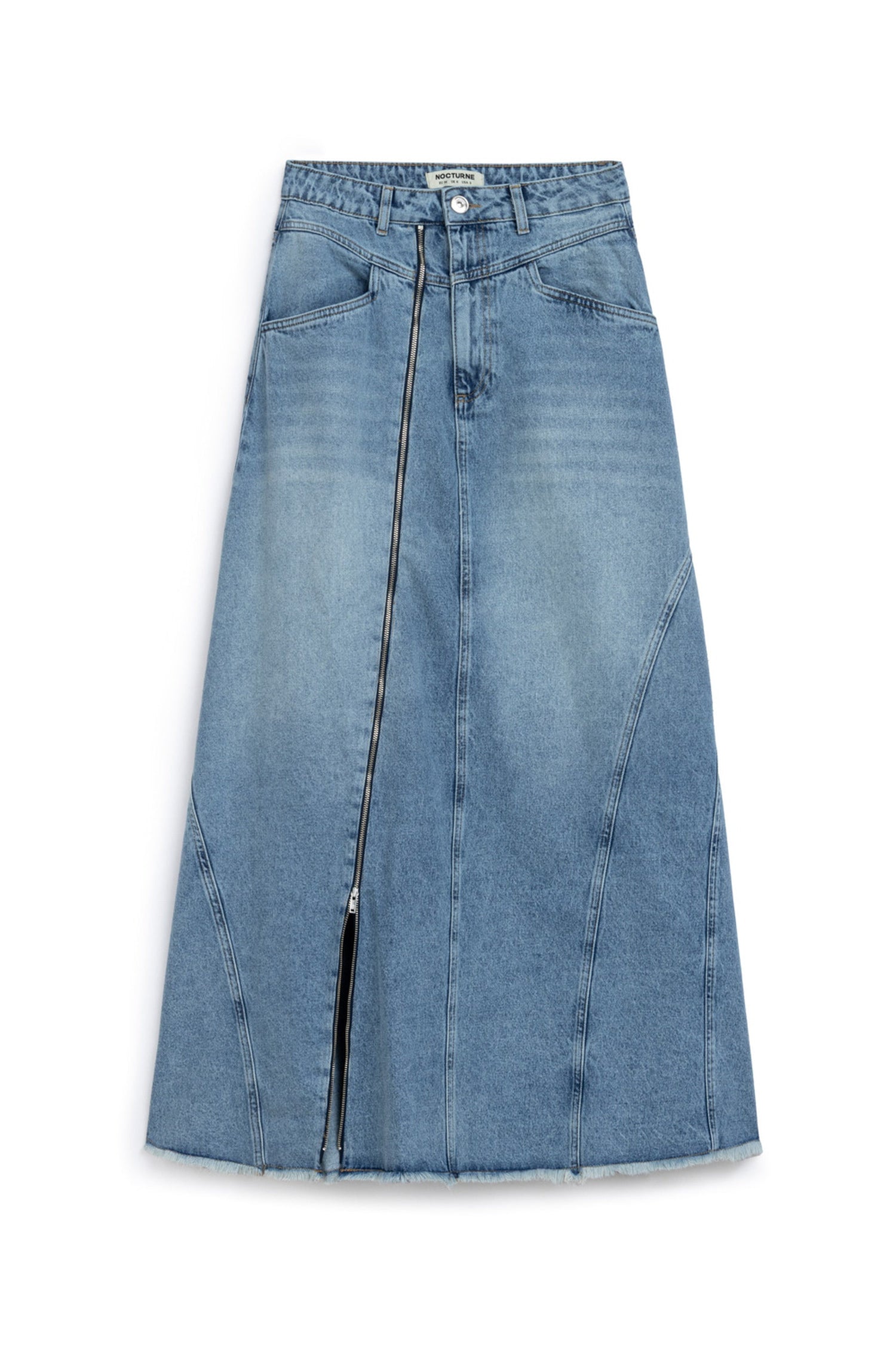 Slit Detailed High Waist Maxi Denim Skirt
