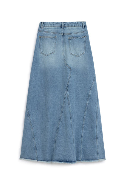 Slit Detailed High Waist Maxi Denim Skirt